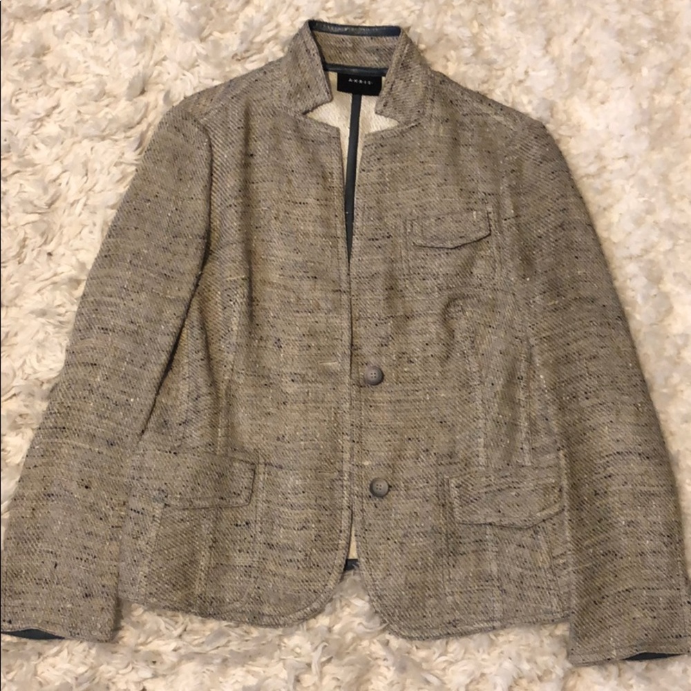NWOT AKRIS Grey Linen Boucle Blazer Size 8